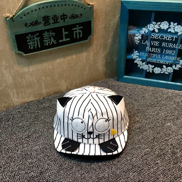 批发采购帽子-新款秋季宝宝鸭舌帽卡通条子大