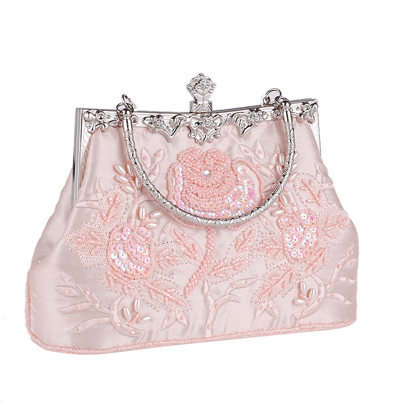 Vintage silk embroidered evening bag NHYG154192