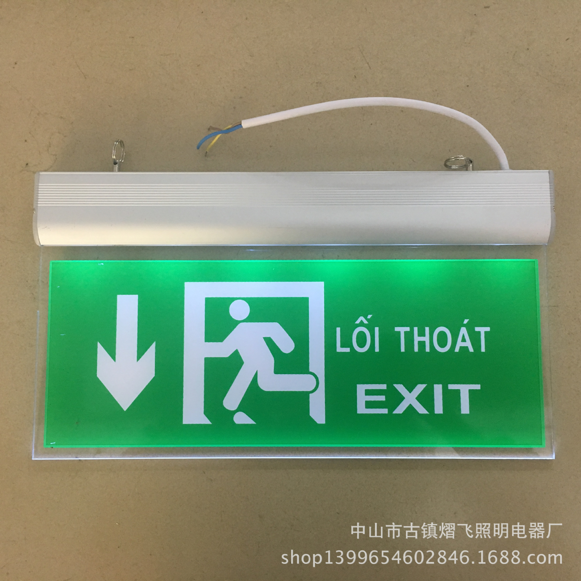 亚克力吊牌疏散指示灯外贸 led安全出口标志灯 双头应急照明灯-阿里巴巴