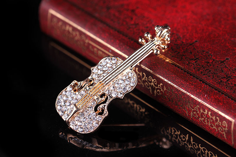 Fashion Guitar Alloy Plating Rhinestones Unisex Brooches display picture 12