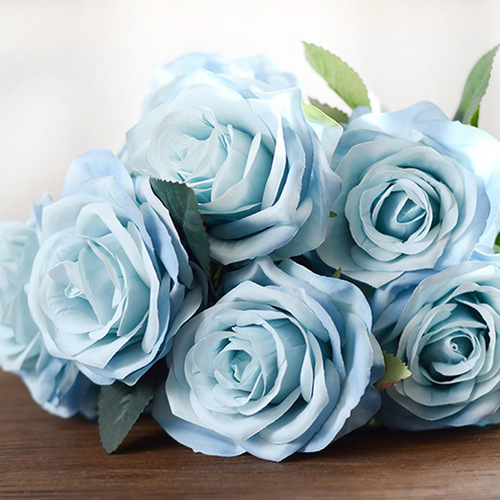 Factory direct sales Guangzhou artificial flowers wholesale 10 French roses wedding decoration home artificial flower ornaments