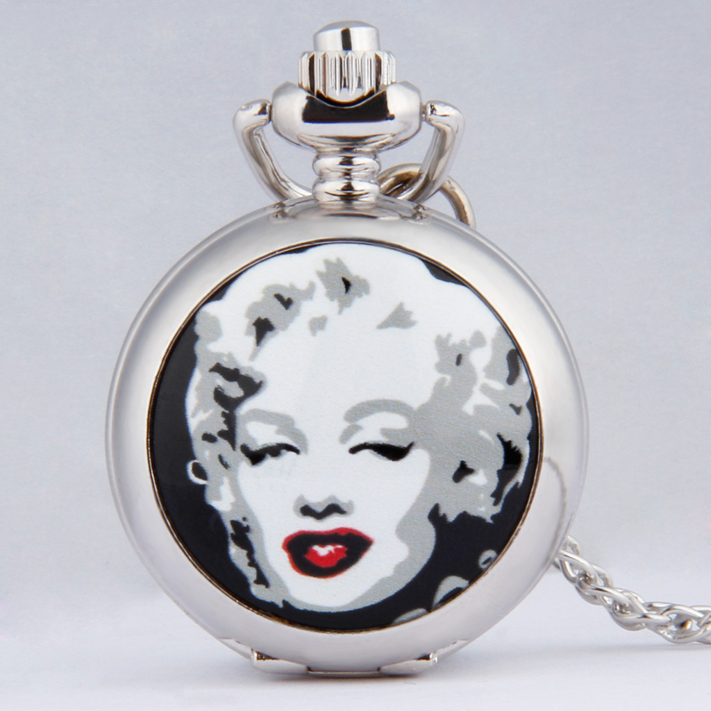 European and American foreign trade small enamel beauty head Hepburn pocket watch hanging Watch cross-border necklace pocket watch manufacturers wholesale 6021