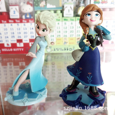 冰雪奇缘2款手办 Forzen安娜艾莎公主生日礼物摆件 情景蛋糕装饰|ms