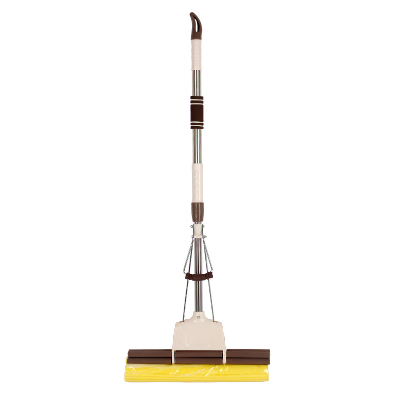 Ventas directas de la fábrica 38cm plástico fregona de algodón retráctil varilla de acero inoxidable esponja fregona rodillo squeeze fregona