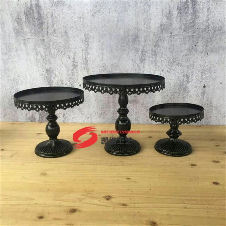 De estilo europeo de hierro negro mesa de comedor taza de la torta soporte pan pastelería bandeja de postre fiesta de la boda traje de pastelería