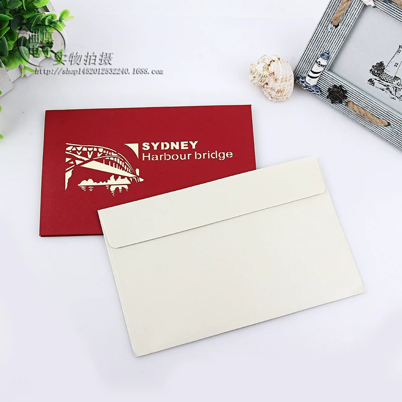 Sophisticated three dimensional postcard, origami, DIY, custom-made, 3D