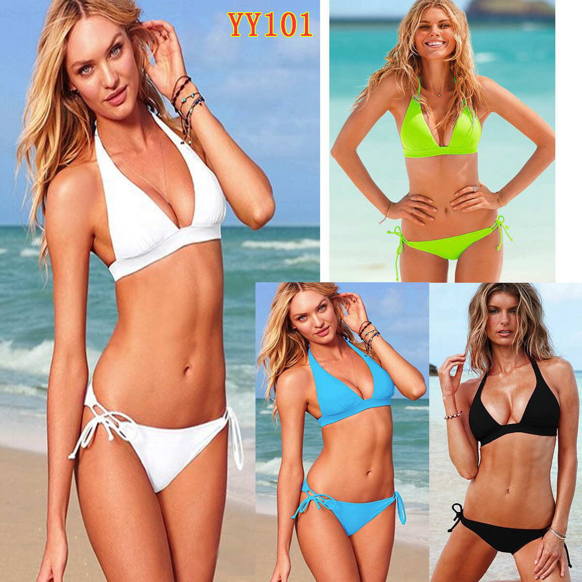 情趣内衣厂家一件代发三点式i泳衣bikini胸罩有胸棉 内裤两侧绑带|ms