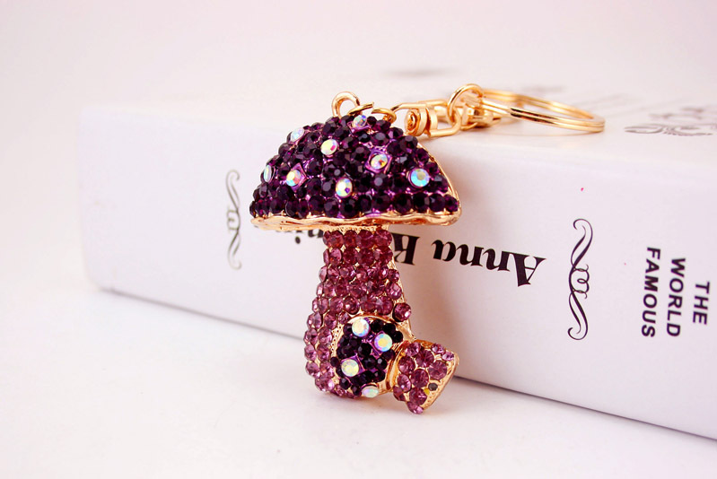 49g Weight Alloy, Metal Material Flower Pattern Unisex Gender Pink, Purple, Red, Green, Blue Color Mushroom Pendant Keychain 5