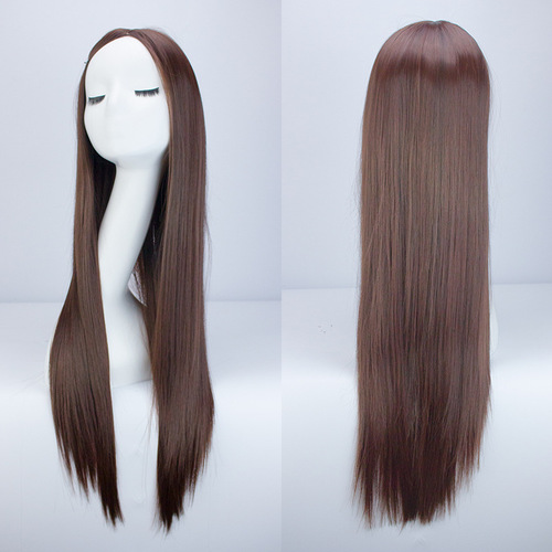 Original Host Grandmother Gray COS Female Long Straight Hair Center Part Fringe Wig Set Super Long High Temperature Silk One-Time Shipping
