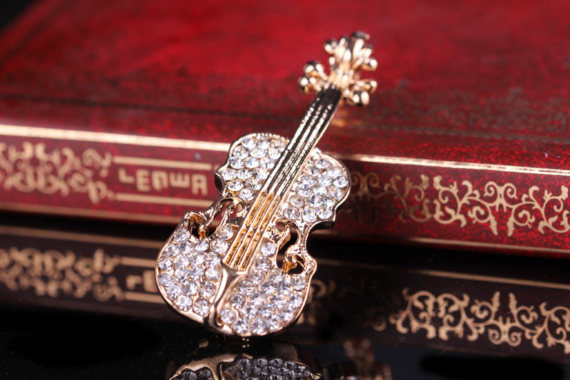Fashion Guitar Alloy Plating Rhinestones Unisex Brooches display picture 10