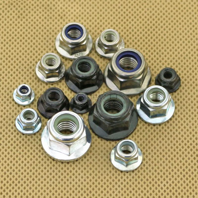 六角带垫法兰尼龙防松螺母M3M4M5M6M8
