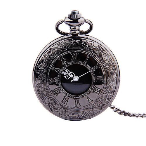 Fashion large black double display Roman scale retro black face white needle nostalgic pocket watch manufacturer wholesale 8000