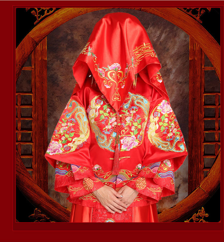 红盖头新娘结婚红盖头喜盖喜帕蒙头巾婚庆用品中式秀禾服盖头配饰