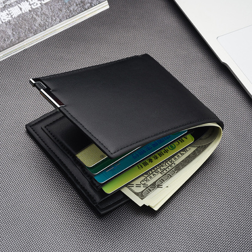 Cross-border hot selling new men's short wallet iron edge Korean version young men's horizontal wallet trendy card holder wholesale