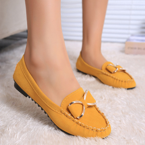 Spring Beads Flat Shoes, Flat Sole Casual Single Shoes with Bow, Women's Driving and Work Shoes