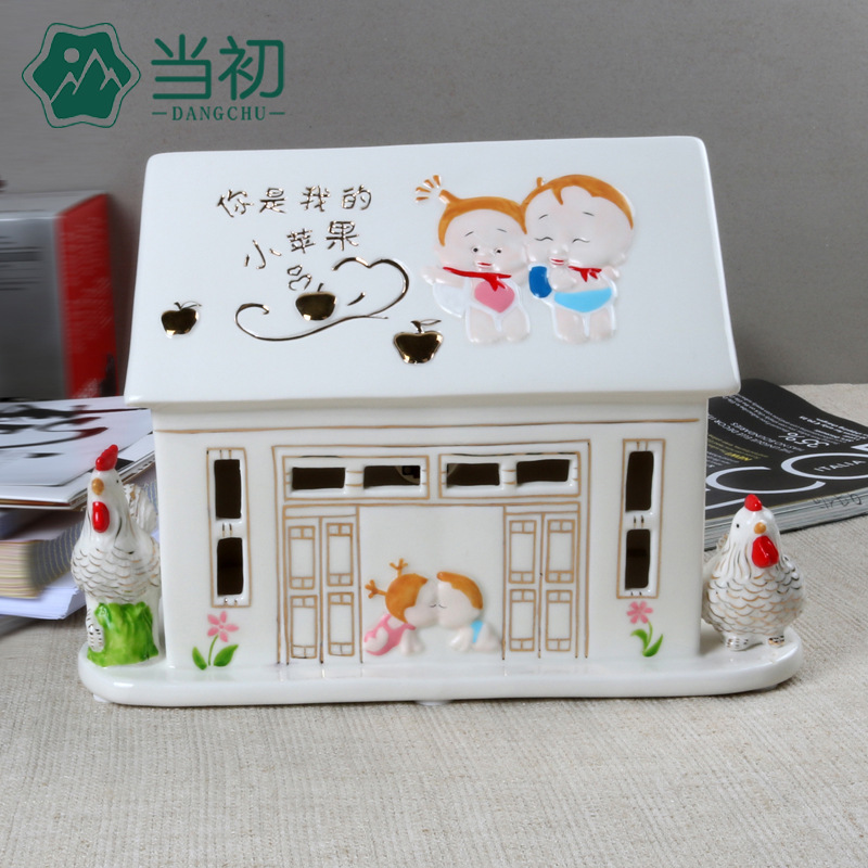 陶瓷储蓄罐 多子多福猪存钱罐家居装饰品 陶瓷摆件创意礼品批发