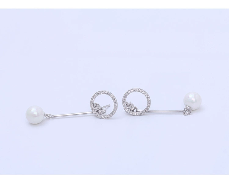 Long earrings, accessory from pearl, silver 925 sample, Korean style, 925 sample silver