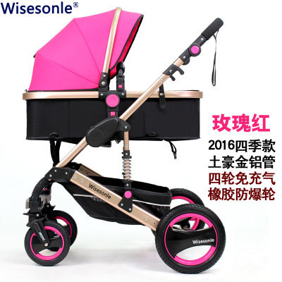 Wisesonle zhierle cochecito de bebé alto paisaje reclinable plegable ligero amortiguador los niños carro
