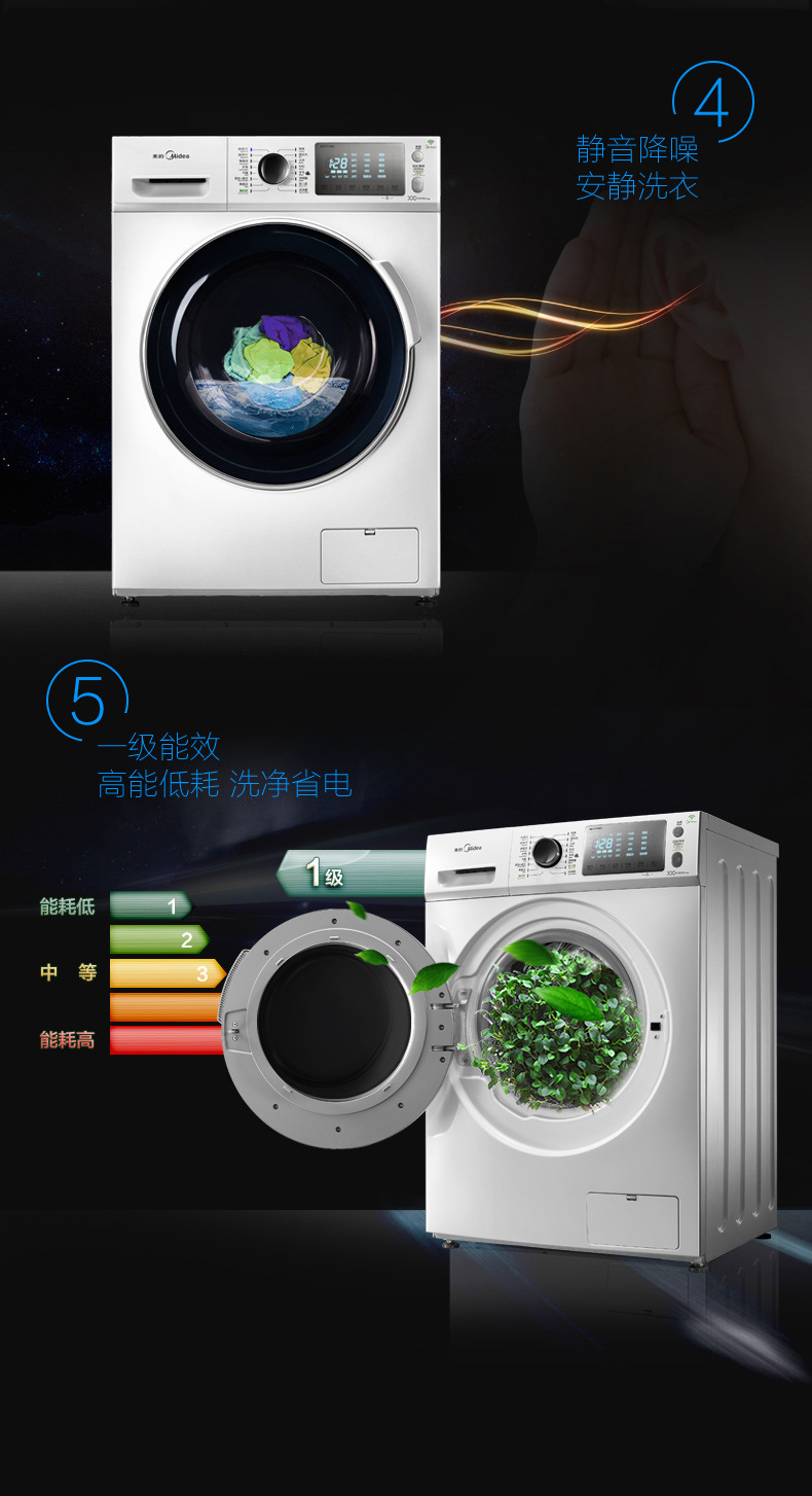 美的 MG70-J11WDX 7公斤全自动智能WIFI 变频滚筒洗衣机一级节能