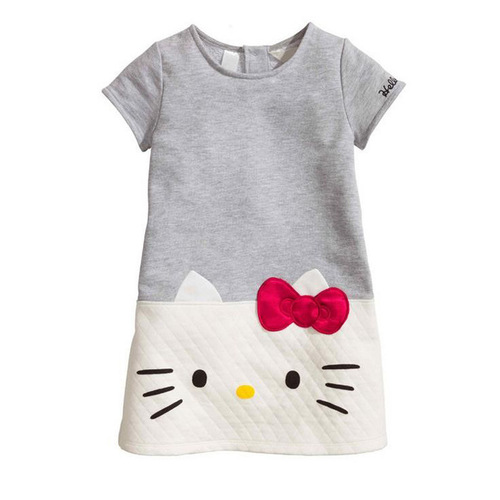  Summer Middle School Girl Korean Children's Clothing Printed Embroidered Flower Cotton Sweatshirt Dress Factory Direct Sales 