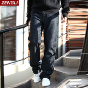 【主推热卖款】冬季加绒加厚牛仔裤男宽松直筒青年保暖裤一件代发