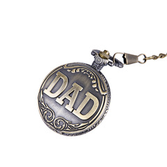 DAD字母古銅色 粗鏈復古花邊浮雕懷表廠家批發8119