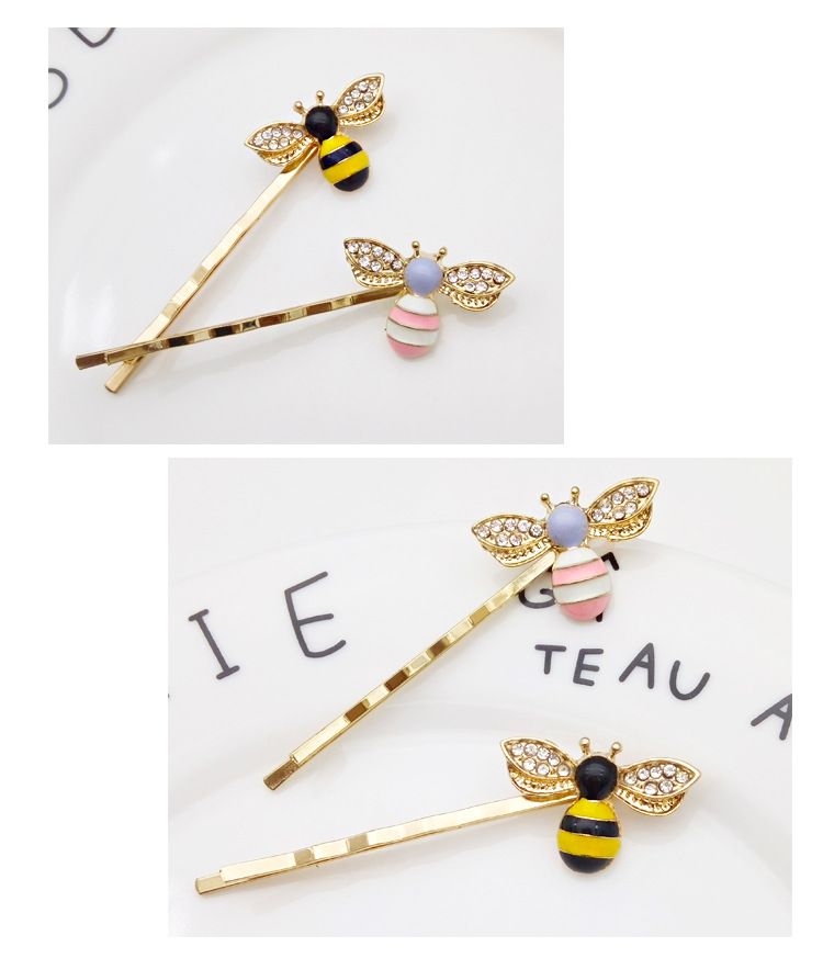 Korean Sweet Cute Colored Bee Hairpin display picture 4