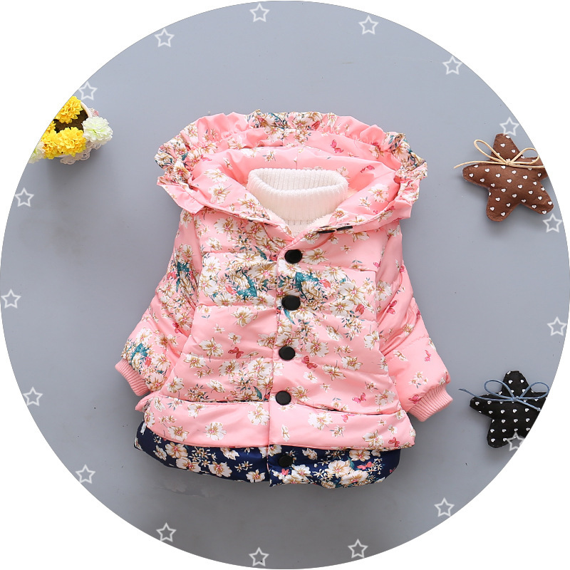 2022冬季新品女童碎花加厚加绒棉衣外套 外贸童装一件代发 1133|ms