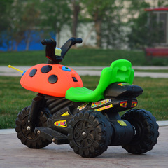 Child's Beetle Electric Motorcycle Trike Can Sit Electric Scooter Nine-Light Charging Ladybug Large Toy Gift Car