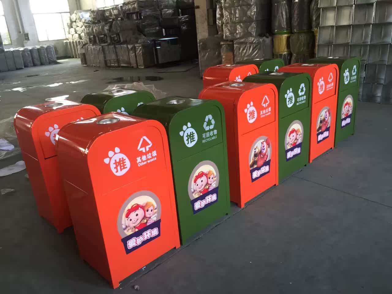 户外垃圾桶不锈钢双桶 小区环卫不锈钢桶 室外分类不锈钢垃圾桶