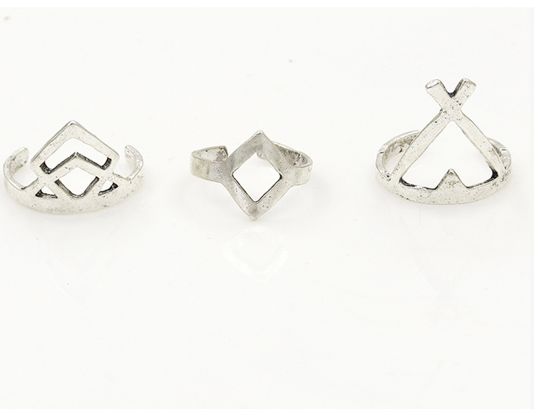 Retro Personality Geometric Square Arrow Ring Six-piece Ring Ring Cross Ring display picture 2