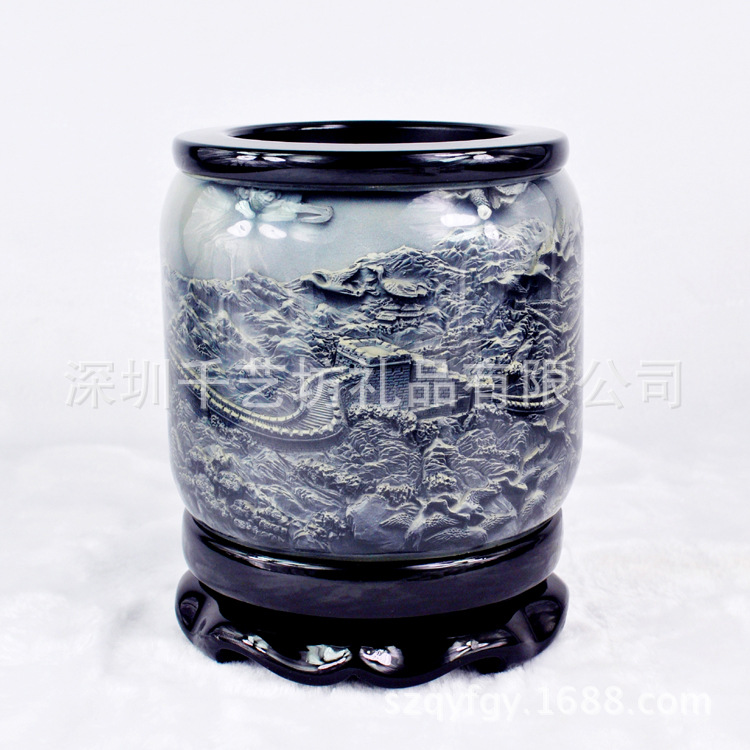 北京天坛长城水晶3D浮雕瓦当办公学校送教师节礼品景点笔筒纪念品|ru