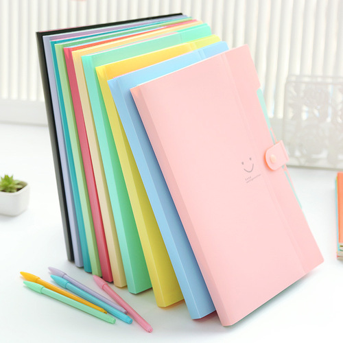 Love's Smile 5-fold folder plastic A4 file bag information folder test paper clip storage bag accordion bag wholesale
