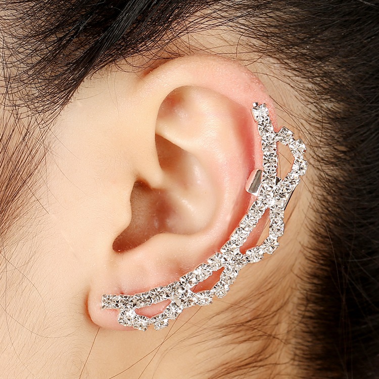 Clip De Oreja De Cristal De Diamante Completo Coreano display picture 3