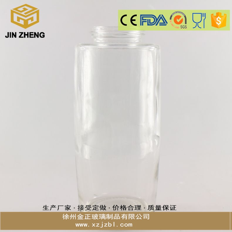 批发定做 530ml透明玻璃瓶 丝口无铅果汁瓶 食品级高白料饮料瓶