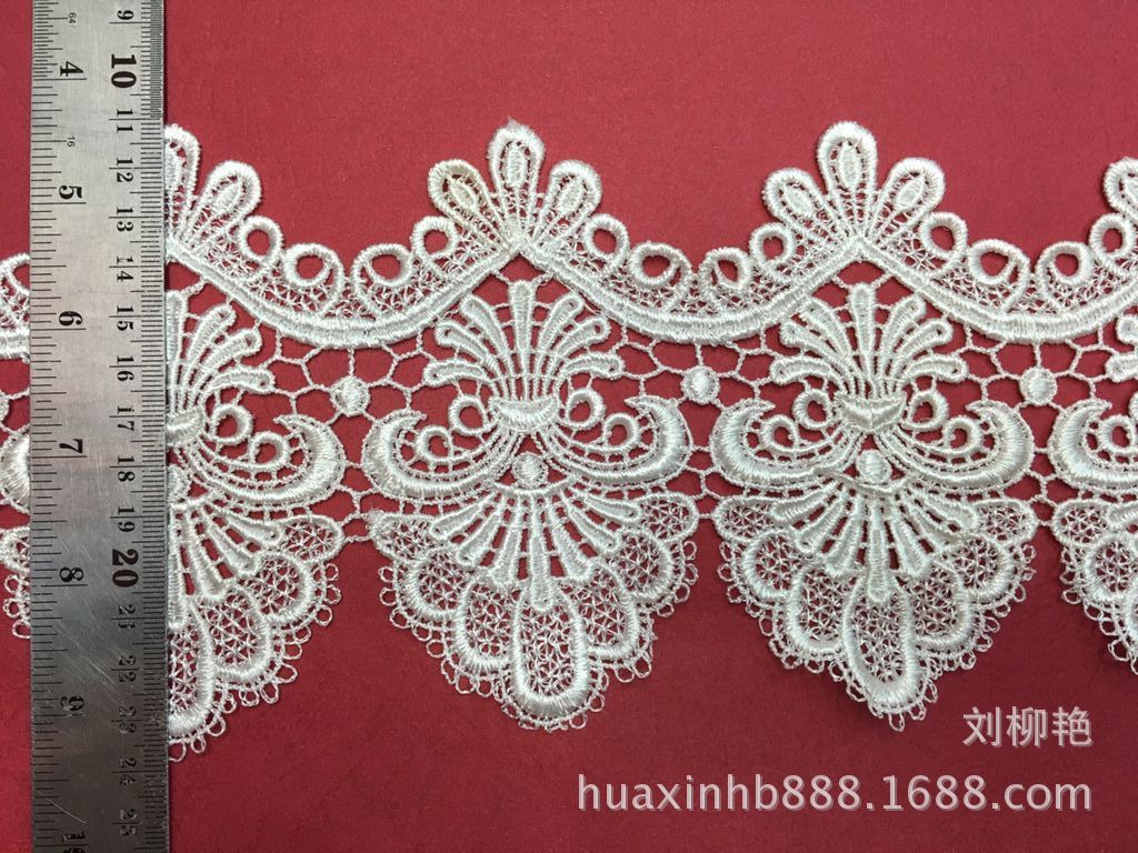 涤光丝刺绣水溶条码 新款加密婚纱花边 蕾丝花边 服装辅料 直销