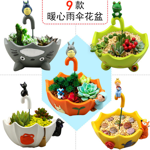 kka creative cartoon doll black cat little prince umbrella succulent plant micro landscape resin flower pot flower holder
