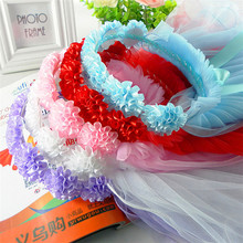 H101厂家批发韩版花环发饰大号儿童披纱新娘婚庆头饰景区旅游饰品