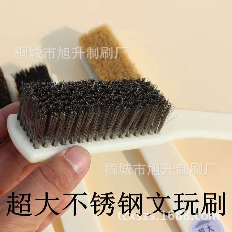 Супер большая открытая Зеленая кожа шифрование мягкая стальная проволока из нержавеющей стали Очистка металла удаление краски и щетка для удаления ржавчины играть щетка из грецкого ореха