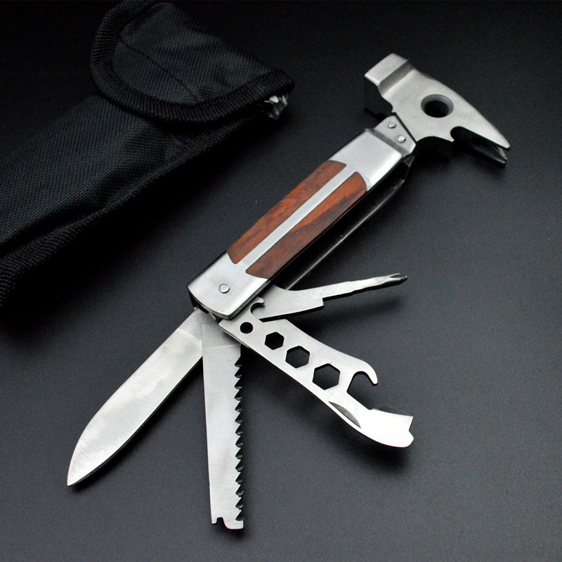 超实用14种功能羊角锤拔钉锤汽车求生锤多功能锤鱼眼专业校正锤