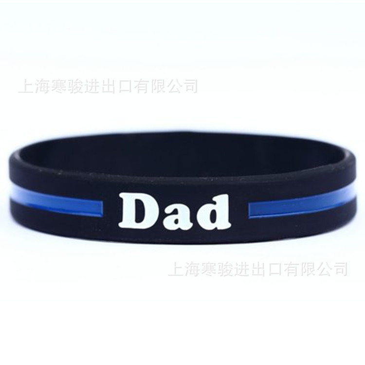 Dad Thin Blue Line  硅胶手环 蓝色线条 爸爸 手腕带
