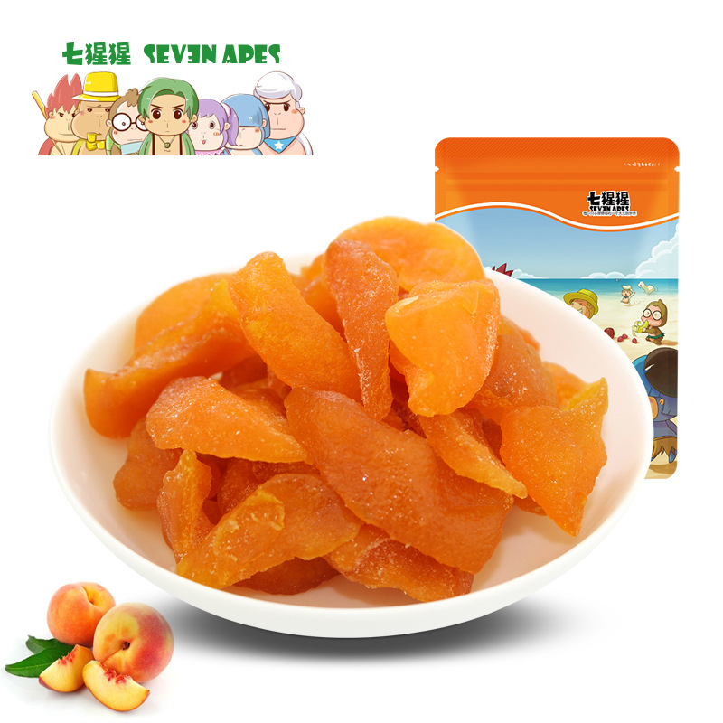 Seven orangutans Peach dry 100g leisure time food Preserved fruit precooked and ready to be eaten Dried fruit On behalf of