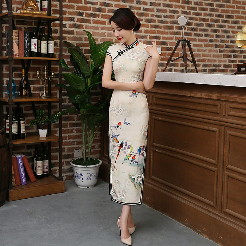 Cheongsam silk Chinese dress oriental qipao dress for women young girls Classical retro jacquard cheongsam dress miss etiquette cheongsam