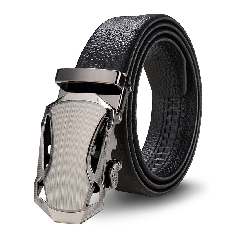 2023 New Belt Men's Scratch-resistant Edge Wrapping Superfiber Belt Men's Automatic Buckle Belt Litchi Pattern Belt_voghion.com