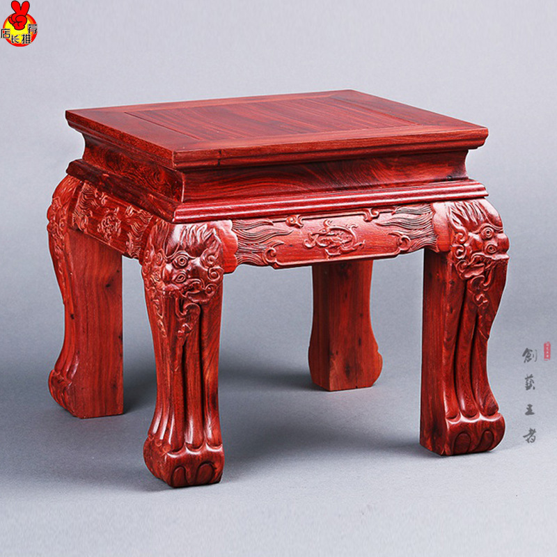 红木虎凳非洲紫檀小椅子红木雕家具明清古典方凳仿古仙作工艺礼品|ms