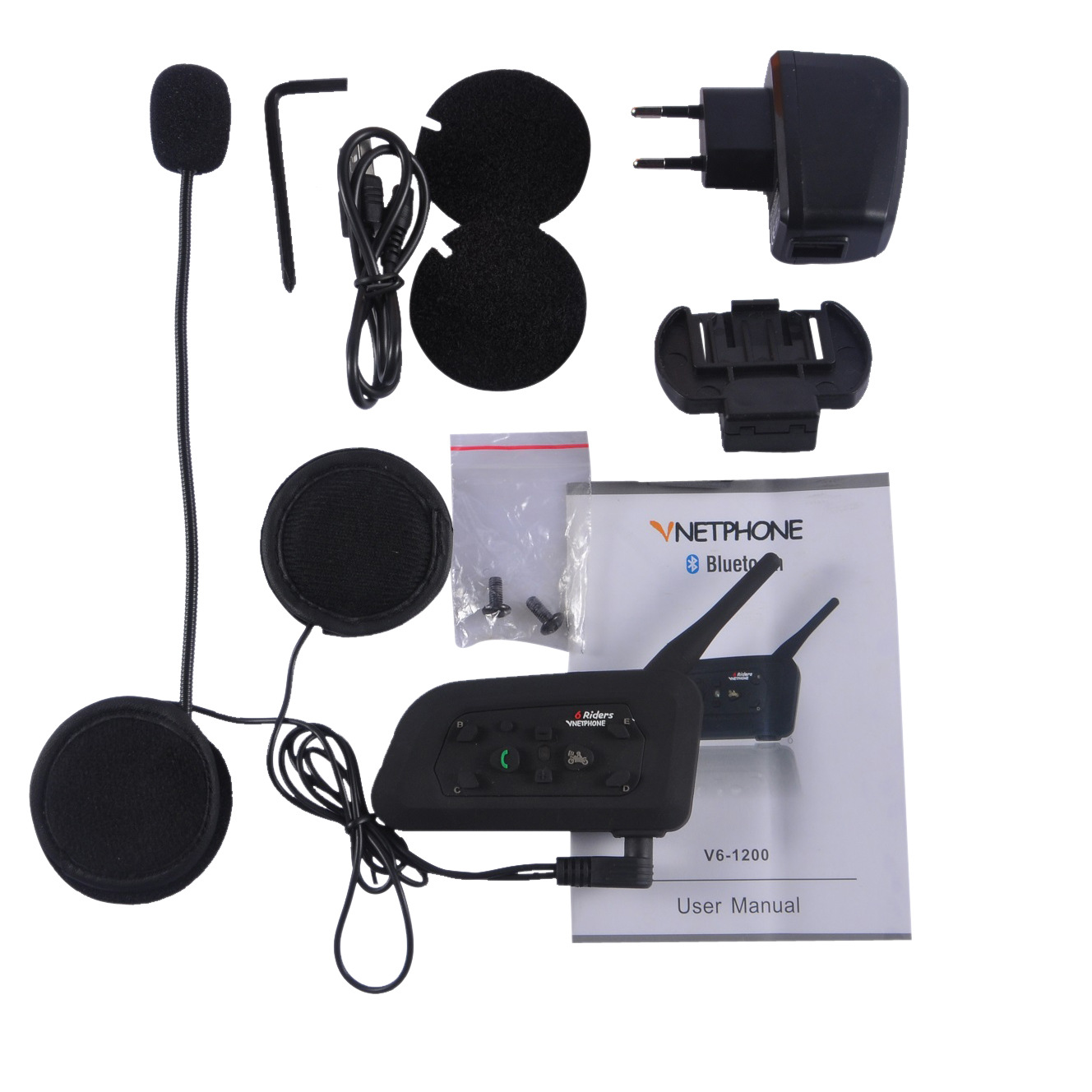 V6-1200 1切5人1200米蓝牙对讲机