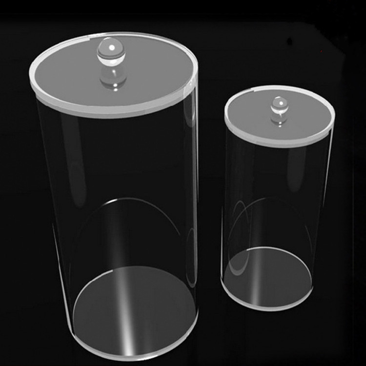 亚克力棉签盒透明圆形化妆棉盒浴室桌面储物盒棉球带盖收纳盒批发