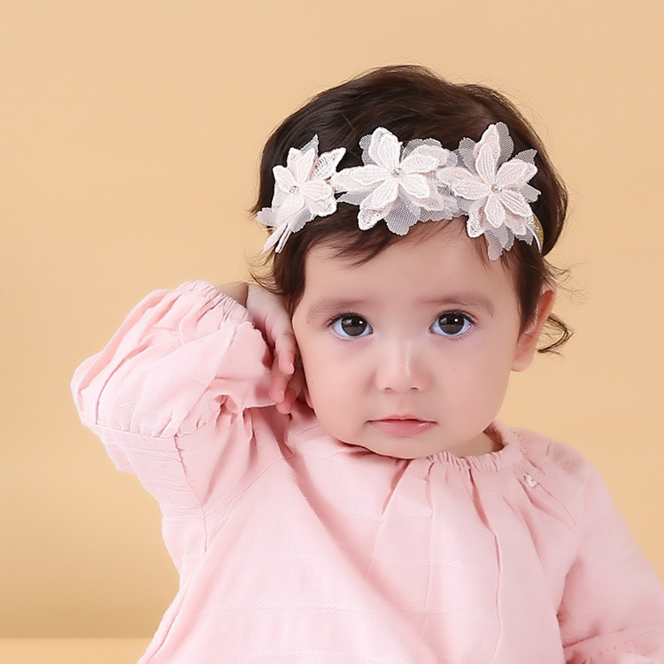 新款韩国韩版儿童发饰女童蕾丝花朵饰品婴儿发带宝宝头饰头花批发