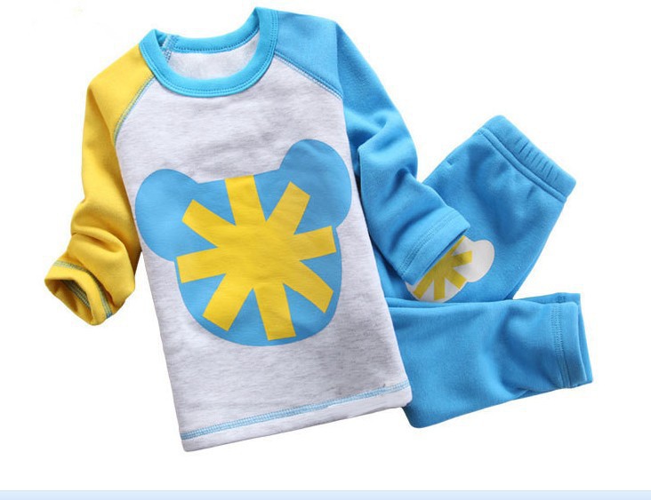 一件包邮】韩版童装 不倒绒内加绒保暖家居服 加厚卫衣内衣套装