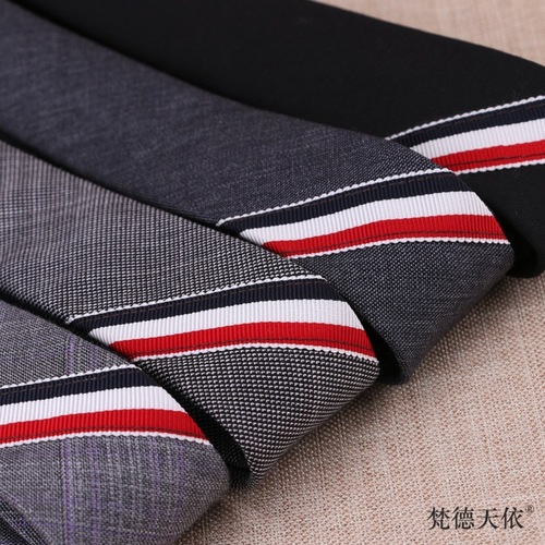 New multi-style fashionable three-color striped blue, white and red tie 5cm men's trendy casual popular style narrow version